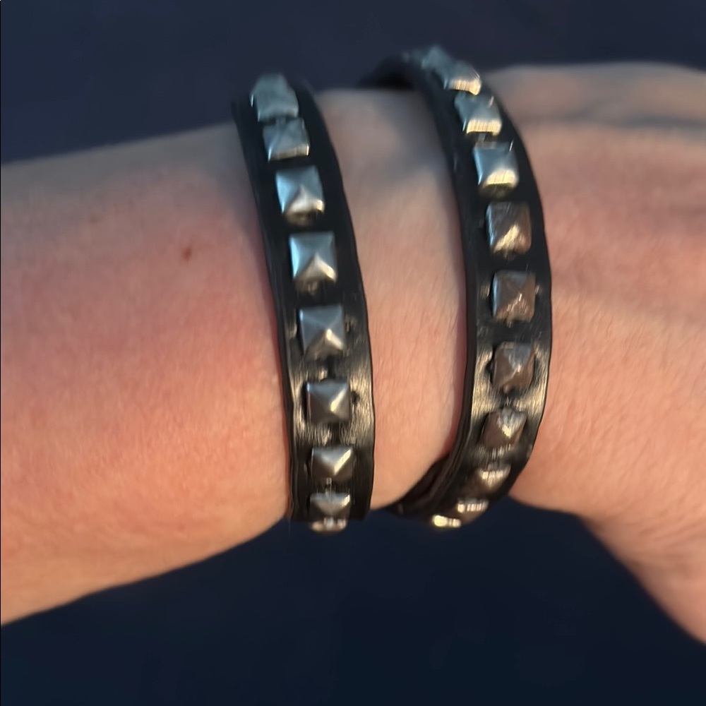 Black Studded Leather Bracelet NWOT